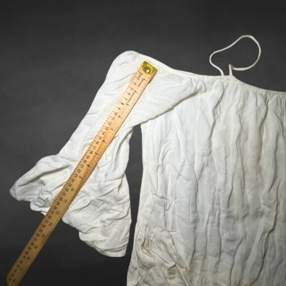 PPLA Cold-Shoulder Boho Blouse Flowy Ruffled Flutter Sleeves White Women's US M - Picture 6 of 8